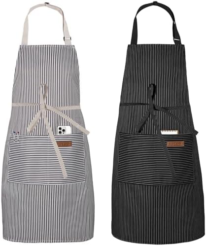 Serrenf 2 Pack Apron, Cooking Kitchen Aprons, Adjustable Bib Apron