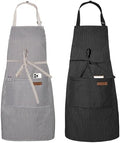 Serrenf 2 Pack Apron, Cooking Kitchen Aprons, Adjustable Bib Apron