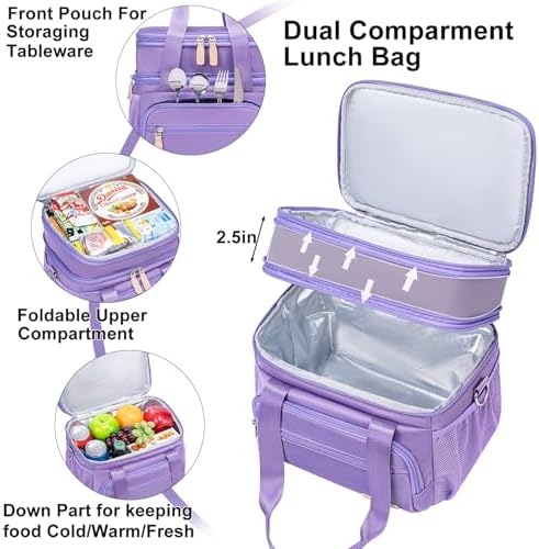 Weitars Lunch Bag For Women Men - Dual Compartment Large Lunch Box 15L
