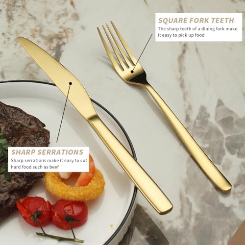 Berglander Gold Wedding Silverware Set 60pcs Service for 20, Titanium
