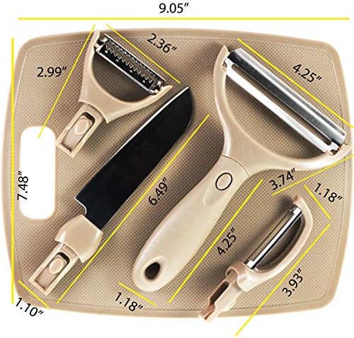 Julienne Vegetable Peeler Set of 4 in 1 with Bonus Cutting Board