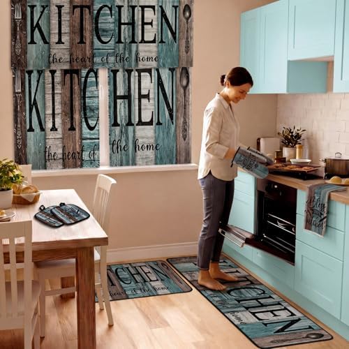 Fanfanwin 12 Pcs Farmhouse Kitchen Decor Teal Kitchen Accessories