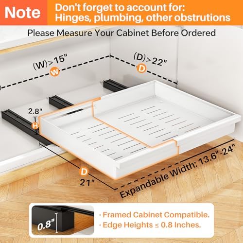 Pull out Cabinet Organizer, 1-Pack Expandable(13.6"-24") Silde out