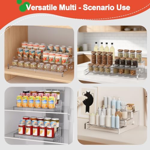 3-Tier Adjustable Acrylic Can Storage Holder, Expandable Soda