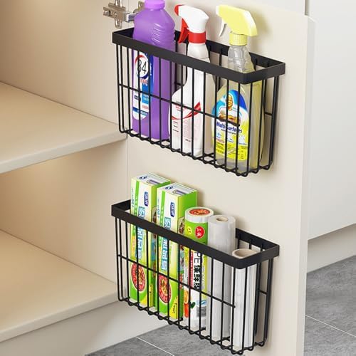 2 Piece Kitchen Cabinet Door Storage Box, Black