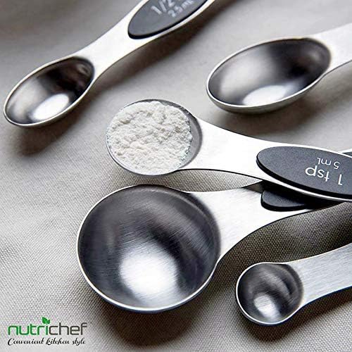 NutriChef 6-Piece Magnetic Measuring Spoon Set - Stainless Steel