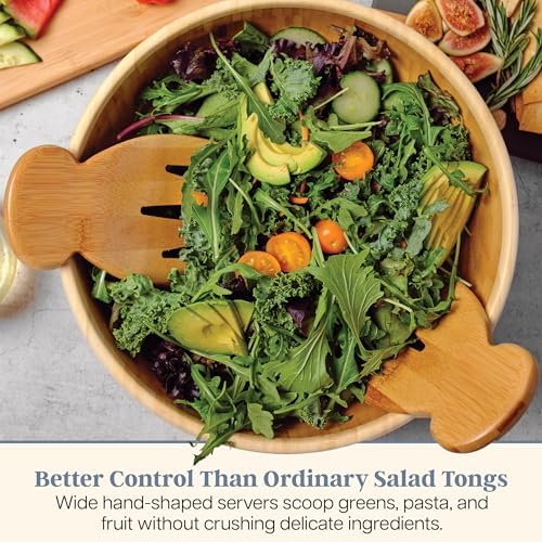 Totally Bamboo Salad Hands, Wood Salad Tongs Alternative for Serving
