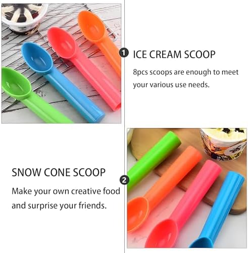 8 Pack Plastic Ice Cream Scoop & Fruit Scoop Nonstick Ice Cream Spoon