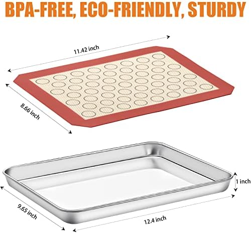 Deedro Stainless Steel Baking Sheet and Silicone Mat Set of 4