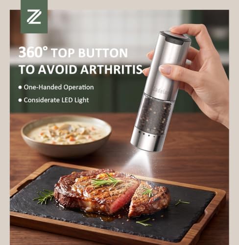 Electric Rechargeable Salt and Pepper Grinder Set, 95ml