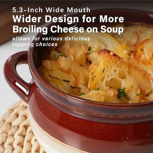 ONEMORE French Onion Soup Bowls, Oven Safe Soup Crocks with Handles