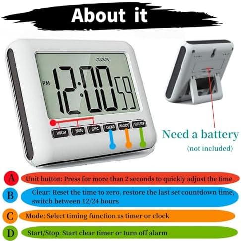 Magnetic Digital Kitchen Clock Timer, 3.34x2.83 Inches