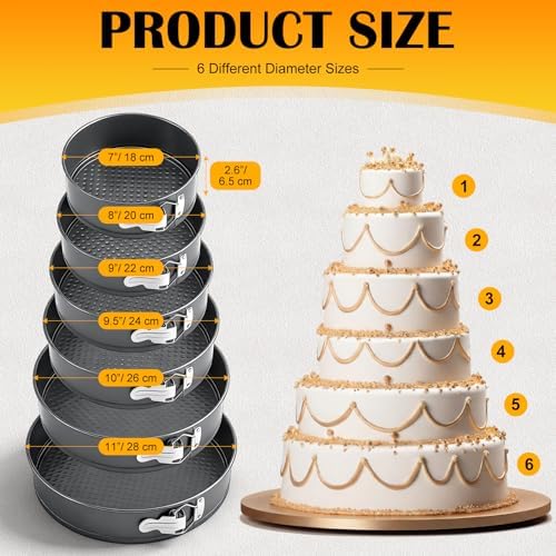 Nonstick Springform Pan Set 6 Sizes, Removable Bottom Baking