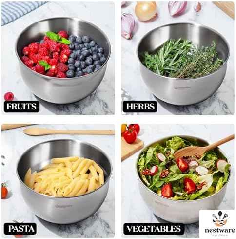 Stainless Steel Salad Spinner Large, 5.3 Qt - Lettuce, Vegetable &