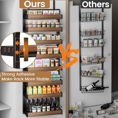 POKIPO 8-Tier Over-the-Door Spice Rack, Adjustable Basket