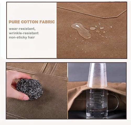 Multi-Pocket Waterproof Oil-Proof Canvas Cotton Apron Cross-Back