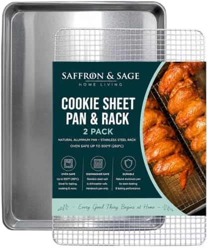 Commercial Quality Cookie Sheet and Rack - Aluminum Half Sheet Baking