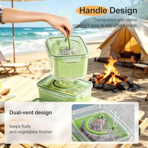 YudouTech Fruit Storage Containers for Fridge, 4 PCS, Green