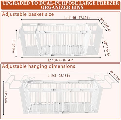 Hanging Freezer Organizer Bins for 5 to 20 Cu.Ft,Leak-Proof