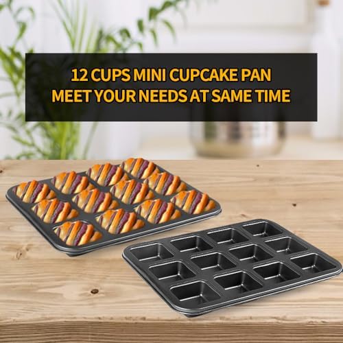 12 Cup Muffin Cupcake Pan, Nonstick Mini Muffin Baking Pan, 12 Cavity