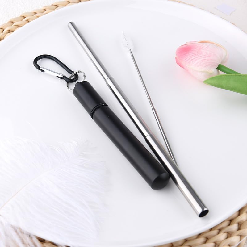 Sisadodo Collapsible Drinking Straws with Cleaning Brush Travel Straw