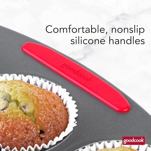 GoodCook MegaGrip 12-Cup Muffin Pan with Silicone Grip Handles Perfect