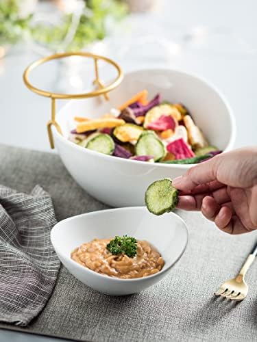 Miamolo 2 Tier Serving Bowl Set and Removable Rack for Chip and Dip