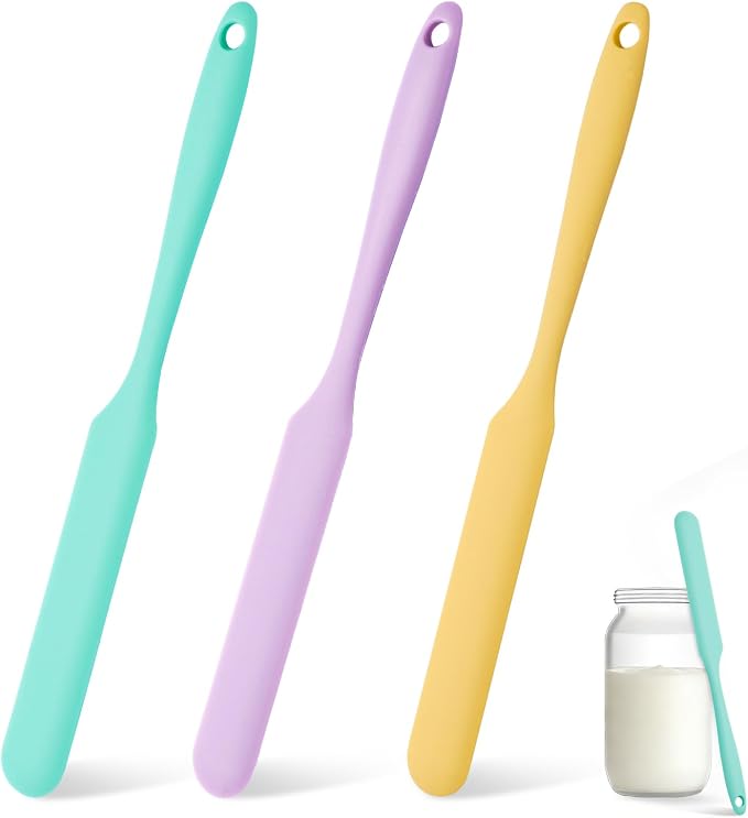 3 Pcs Silicone Jar Spatula Set, Sourdough Spurtle, Jar Scraper, Long Handle by Unknown