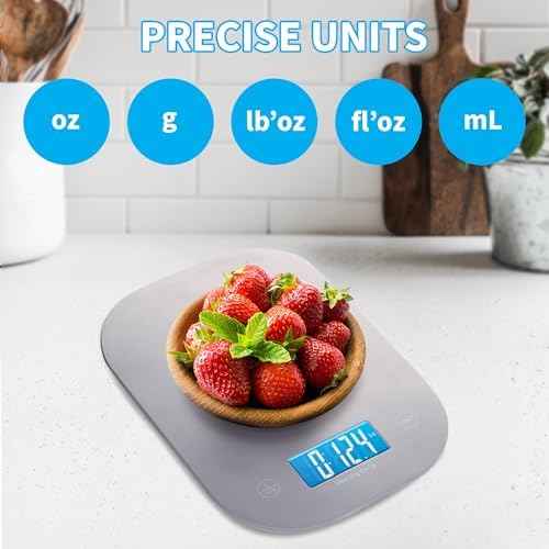 Smart Weigh Gray Digital Food & Kitchen Scale, Calorie Tracking for