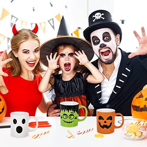 Whaline 4Pcs Halloween Mug Set 12oz Pumpkin Cat Monster Ghost Holiday