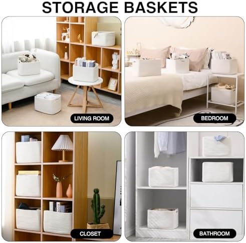 ICERZCZ Storage Baskets, 4 Pack, Off White