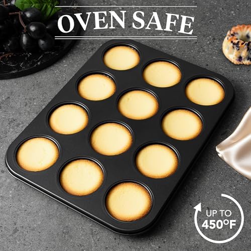 Tiawudi Mini Fluted Tube Cake Pan, 12 Cavity Baking Pan, Non-stick