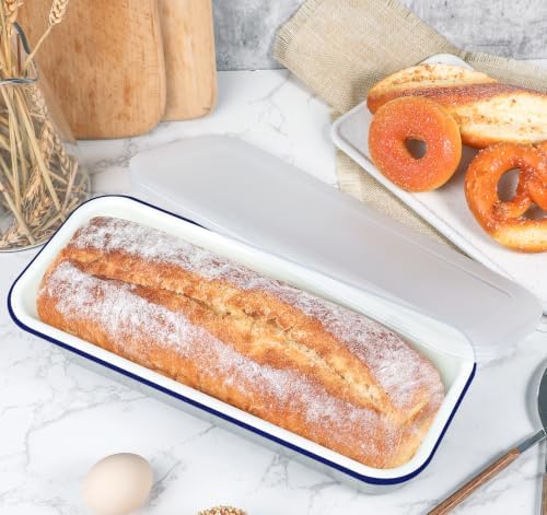 Webake Large Enamel Bread Pan with Lid, Long Banana Bread Loaf Pan for