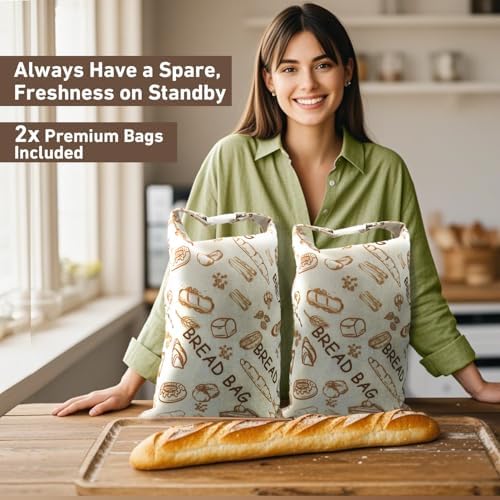 2-Pack Reusable Beeswax Bread Bags, XL Organic Cotton