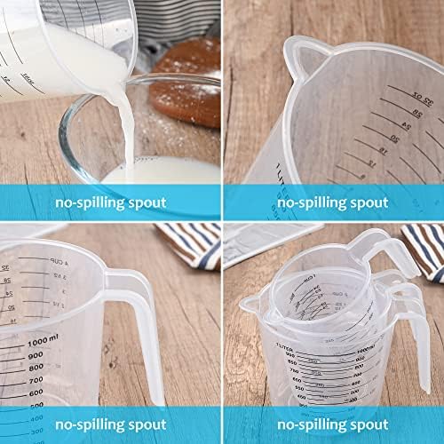 Plastic Measuring Cup,3 Pack 4/2/1 Cup Clear Measuring Cups,Stackable