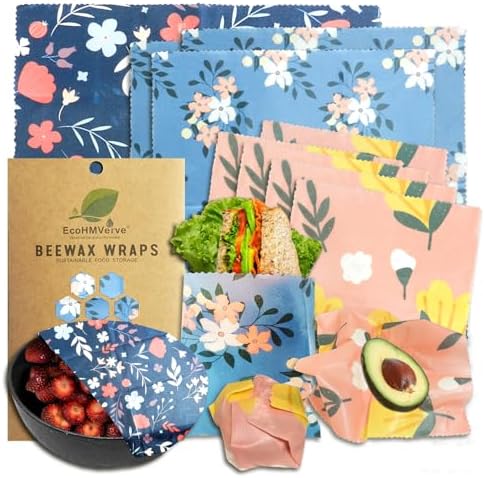 9-Piece Reusable Beeswax Wraps for Food Storage