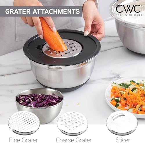 COOK WITH COLOR Stainless Steel Mixing Bowls Set with Lids - Nesting