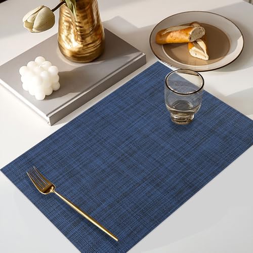 Vinyl Placemats Set of 4, PVC Woven Washable Non-Slip Table Mats, Heat
