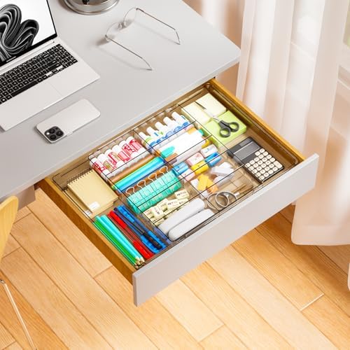 Yieach Large Expandable Desk Drawer Organizer Tray for Office Supplies