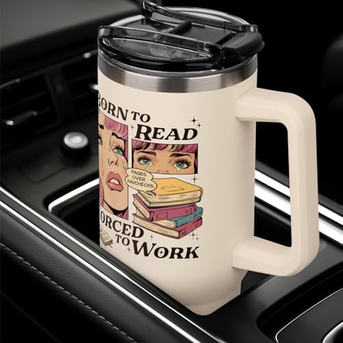 Funny Book Lovers Gifts for Women 40oz Tumbler with Handle and Straw