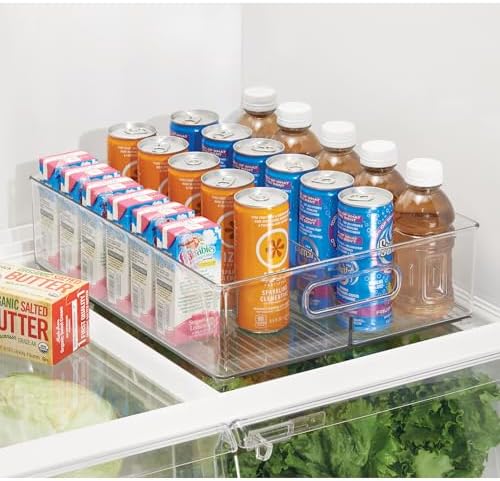 iDesign Divided Pantry Bin with Handles, Set of 3, Clear