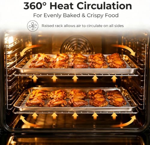 Onader 2 Pack 16x12 Inch Stainless Steel Baking Sheet and Wire Cooling