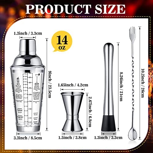 Rtteri 4 Pcs Cocktail Shaker Set 14 oz Martini Glass Shaker Cup