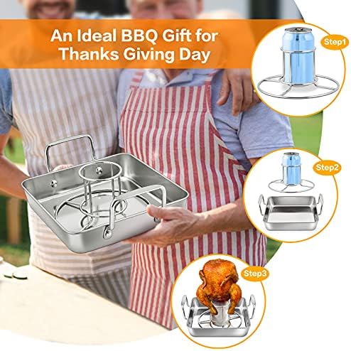 HaSteeL Roasting Pan, Beer Can Chicken Holder Rack & Oil Brush Set