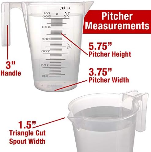 TCP Global 1/2 Liter (500ml) Plastic Graduated Measuring and Mixing