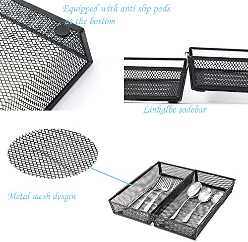 Silverware Organizer,Mesh Cutlery silverware Tray for Drawer,Tool tray