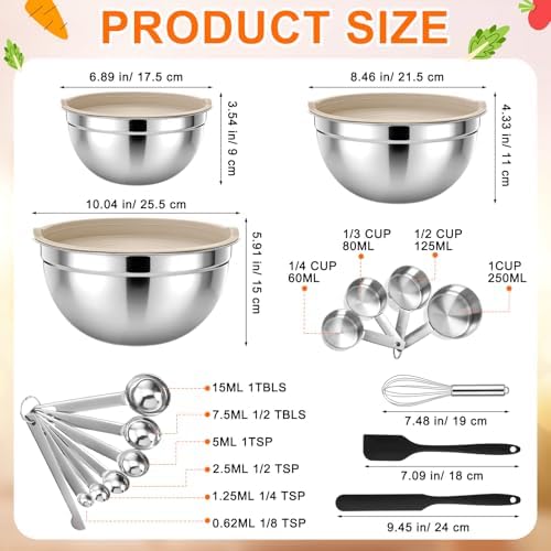 18 Pack Stainless Steel Mixing Bowls with Lids
