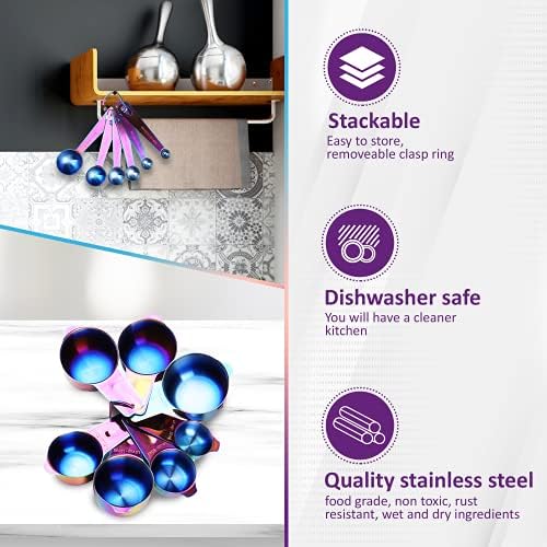 Kich 14 Piece Iridescent Rainbow Stainless Steel Measuring Cups and