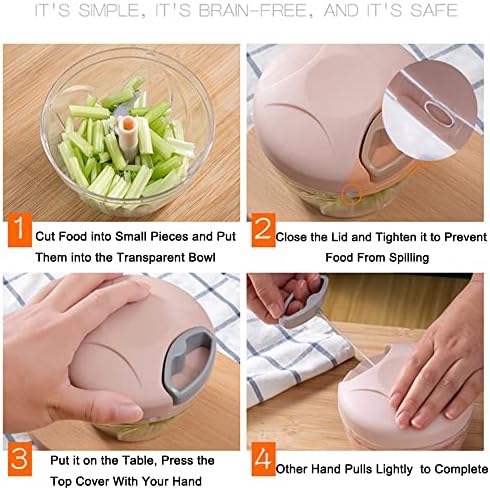Manual Food Processor Pull Chop Chopper Portable Hand-Pulled String