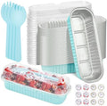 100Pack Mini Cake Pans Disposable Mini Loaf Pans with Lids and Spoons